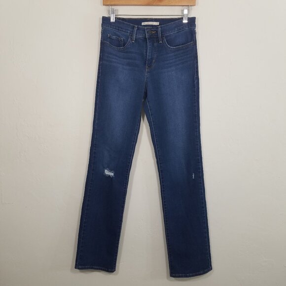 Levi's 314 Shaping Straight Stretch Jeans Blue Size 27 - Picture 1 of 6